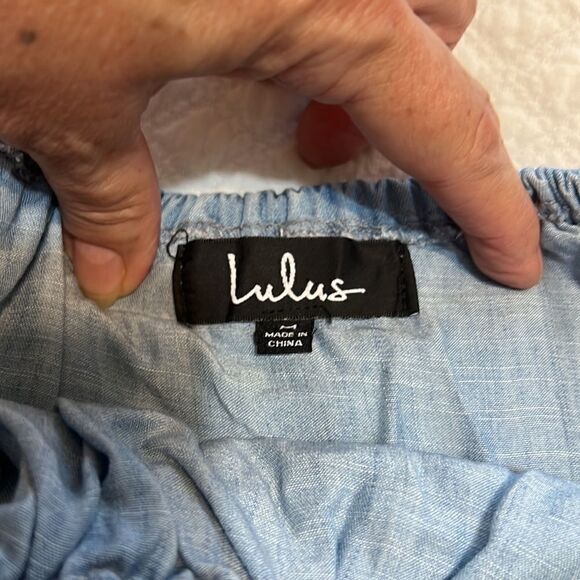 Lulu's Off the Shoulder Denim Look Tunic - Size M - Picture 2 of 3